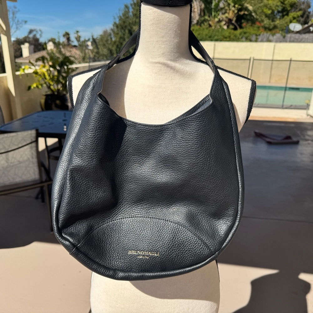 Bruno Magli Black Leather Hobo Bag